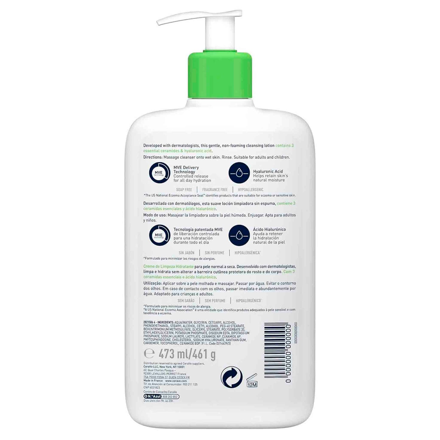 CeraVe Loción Limpiadora Hidratante 473 ml – Limpieza Suave