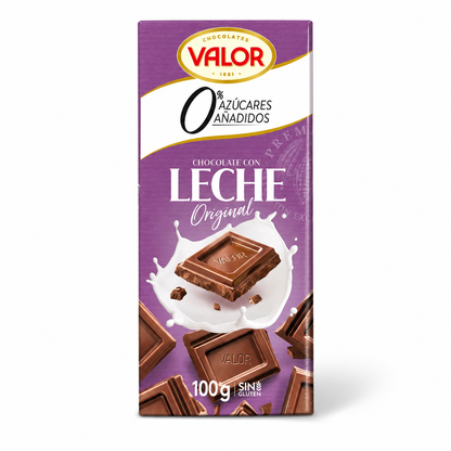 Chocolate Valor con Leche 100 g 0% azúcares añadidos – envase