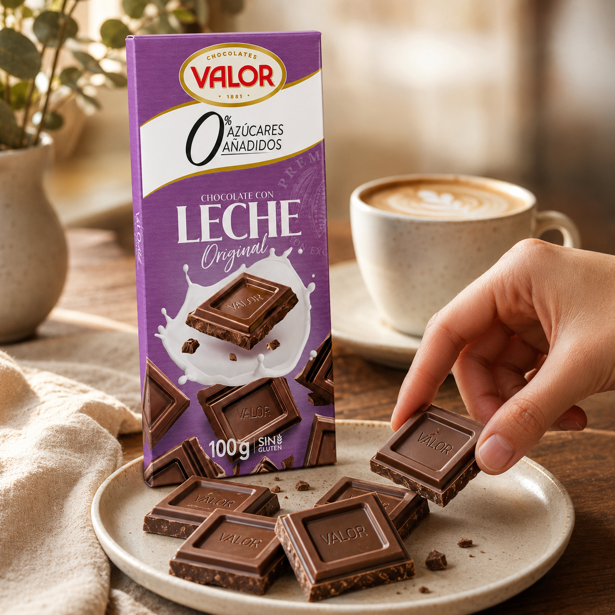 Chocolate Valor con Leche 0% azúcares añadidos – tableta 100 g