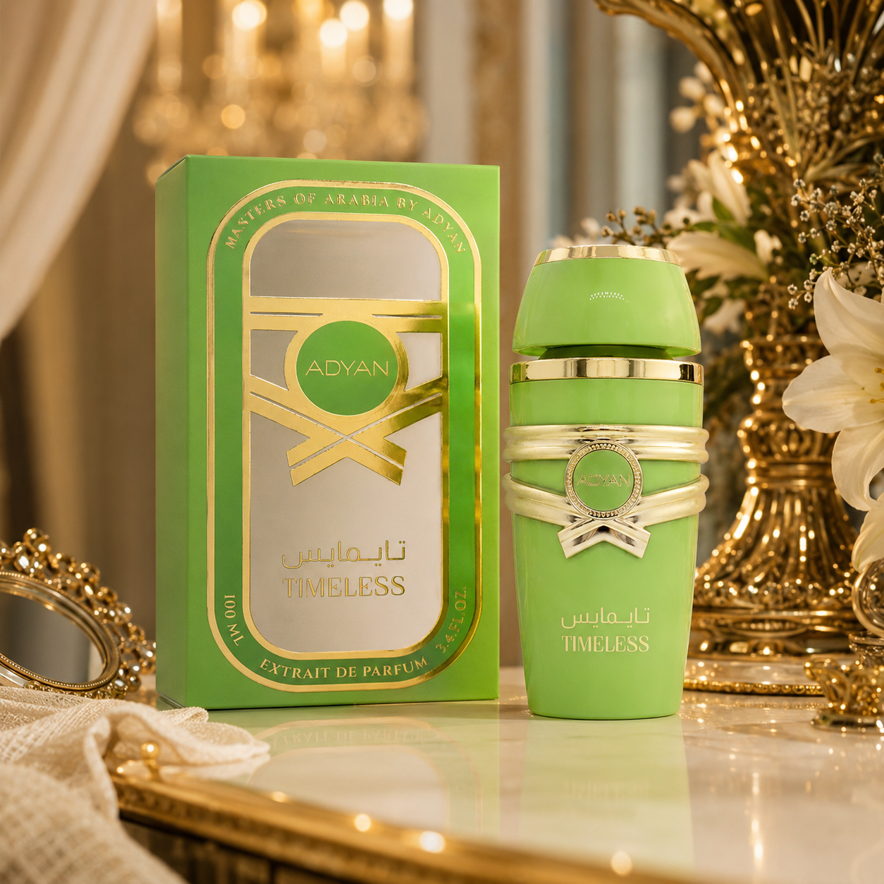 Adyan Timeless perfume gourmand femenino en presentación elegante