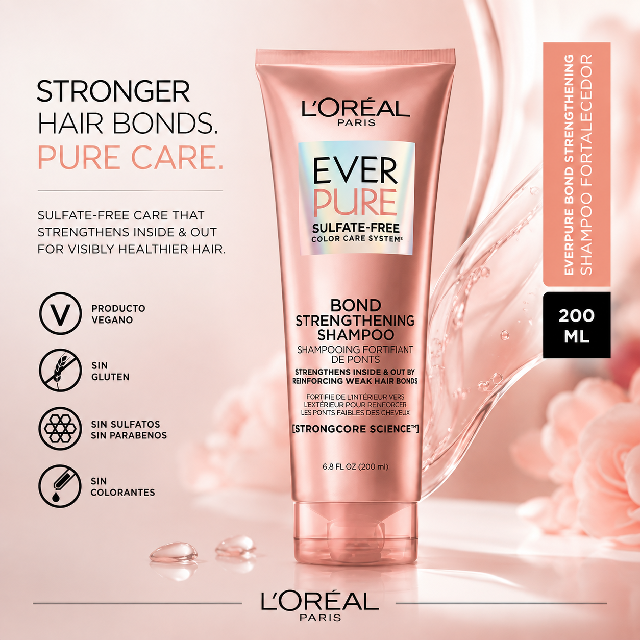 Shampoo Ever Pure Bond Strengthening 200ml para Cuidado Capilar