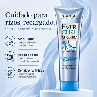 Shampoo L'Oréal Ever Pure Curl 250ml para Rizos Antifrizz