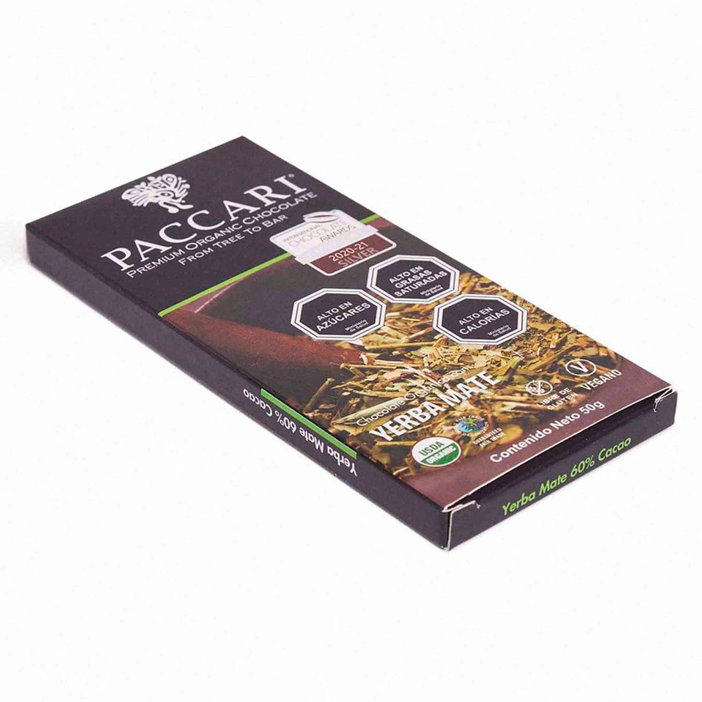 Chocolate Pacari 60 % Cacao con Yerba Mate 50 gr PACARI- Dermocosmetica_belleza_online