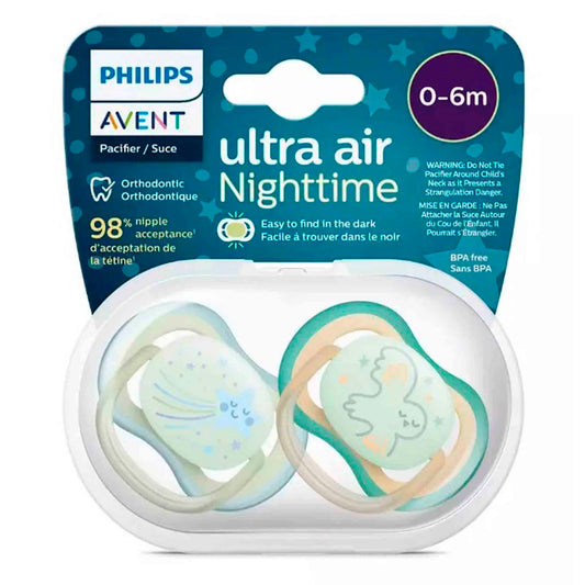 Chupete Ultra Air Night 0-6 Meses Avent SCF376/18 – Brilla en la Oscuridad