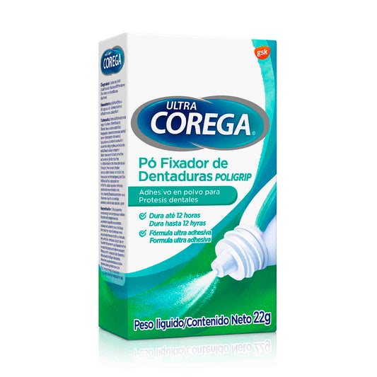 Corega Ultra Polvo Fijador 22g fijación fuerte para prótesis