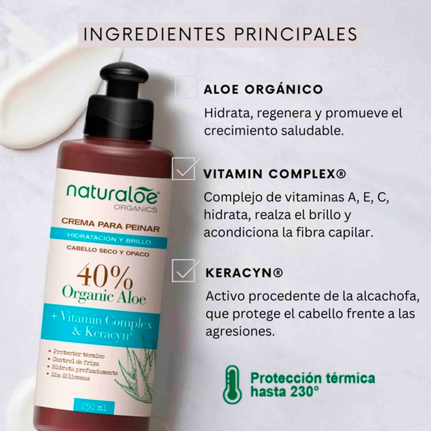 Crema de Peinar Naturaloe 250 ml – Hidratación & Brillo con Aloe Vera Orgánico NATURALOE- Dermocosmetica_belleza_online