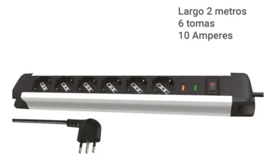 Alargador Halux 6 Tomas Schuko 2m Sobrecarga