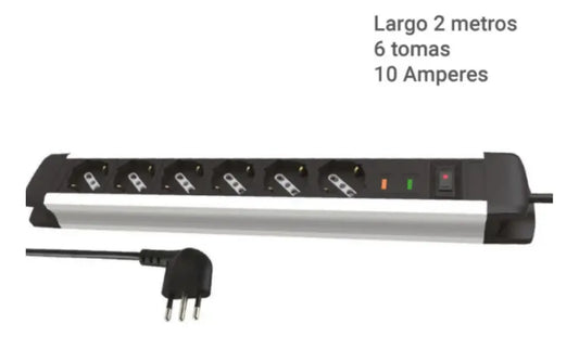 Alargador Halux 6 Tomas Schuko 2m Sobrecarga