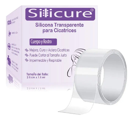 Rollo Silicure de silicona transparente para cicatrices 2,5 cm x 1,5 m