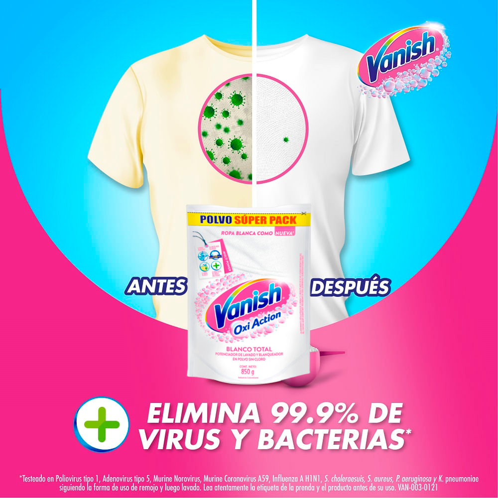 Vanish Oxi Action Blanco Total Recarga 850 Grs