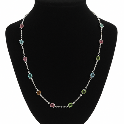 Collar de Plata 925 con Piedras Redondas Multicolor – 61 cm, 7,04 g, Ø 5 mm IMAGEN FUTURA- Dermocosmetica_belleza_online