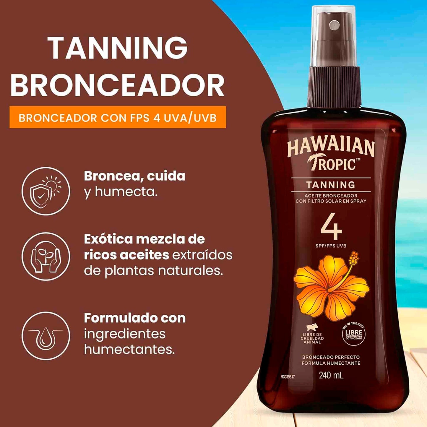 Hawaiian Tropic Aceite Bronceador Fps 4 240ml
