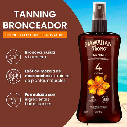 Hawaiian Tropic Aceite Bronceador Fps 4 240ml