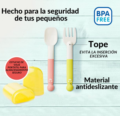 Pigeon Set Cuchara y Tenedor Paso 2 + Estuche Pigeon- Dermocosmetica_belleza_online