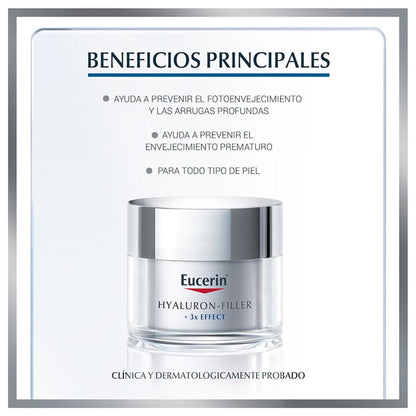 Crema Facial Día Eucerin Hyaluron-Filler + 3X Effect FPS 30 – 50 ml EUCERIN- Dermocosmetica_belleza_online
