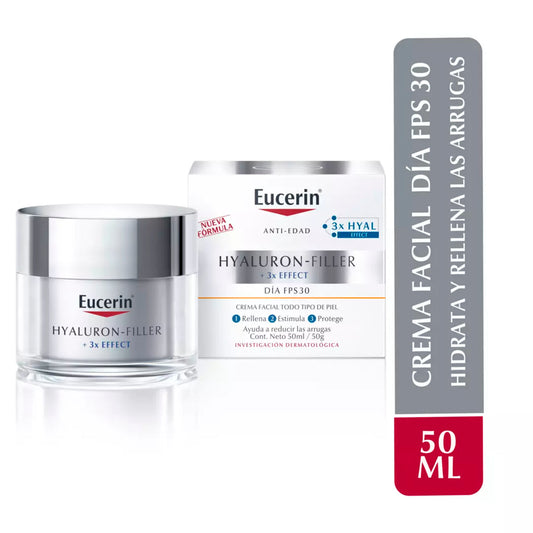 Crema Facial Día Eucerin Hyaluron-Filler + 3X Effect FPS 30 – 50 ml EUCERIN- Dermocosmetica_belleza_online