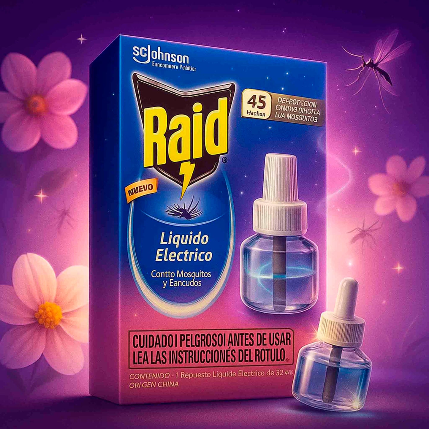Raid Líquido Eléctrico Repuesto Floral 45 Noches – Protección Contra Mosquitos Raid- Dermocosmetica_belleza_online
