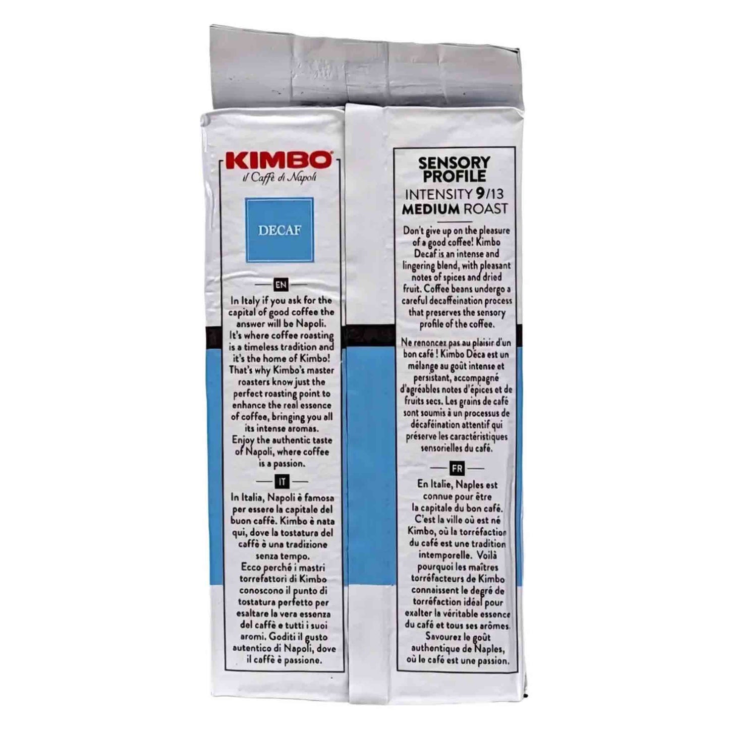 Kimbo Café Molido Descafeinado 250 g sabor intenso