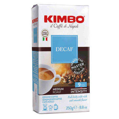 Kimbo Café Molido Descafeinado 250 g sabor intenso