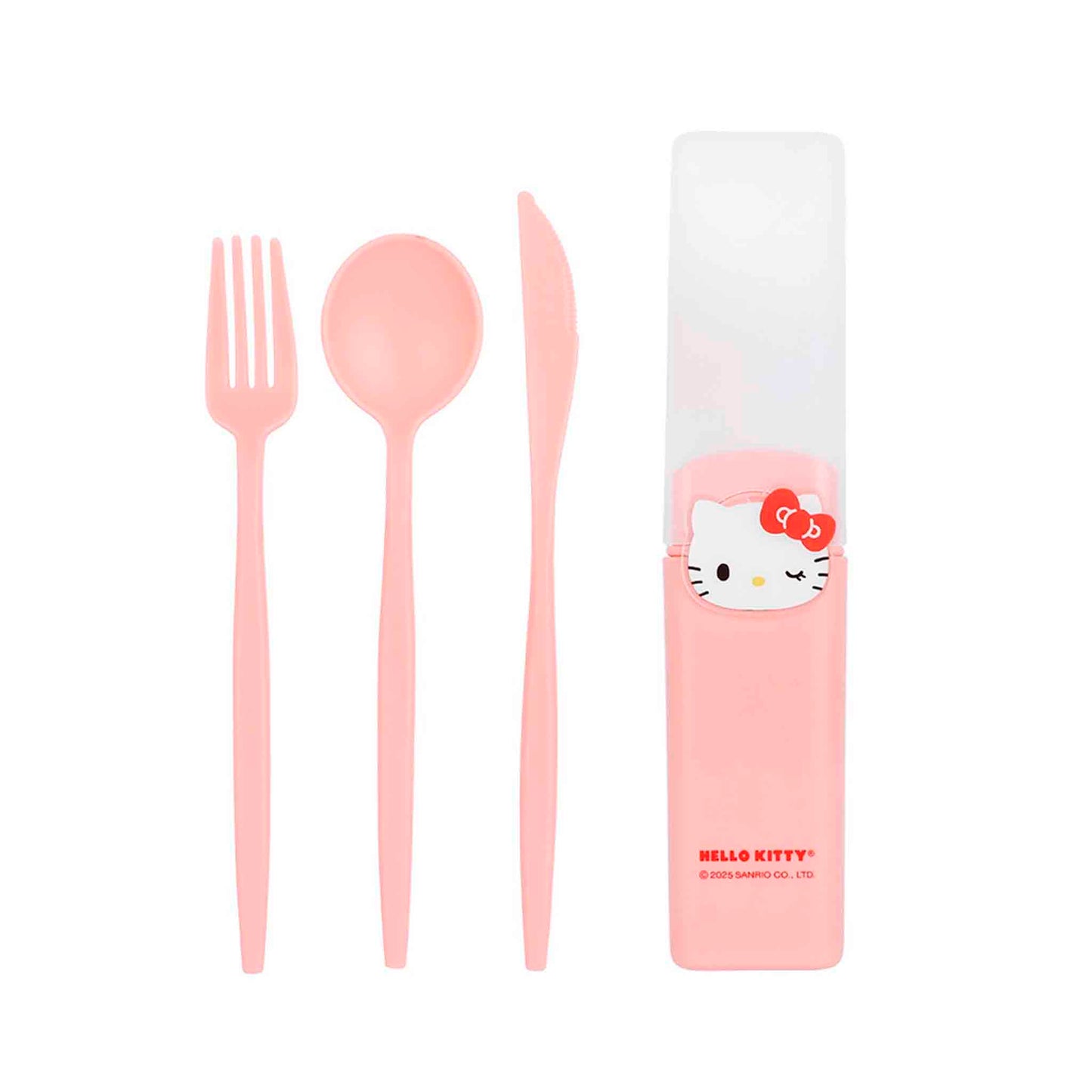 Kit De Cubiertos Hello Kitty Sanrio Miniso Rosa 3 Piezas Con Estuche
