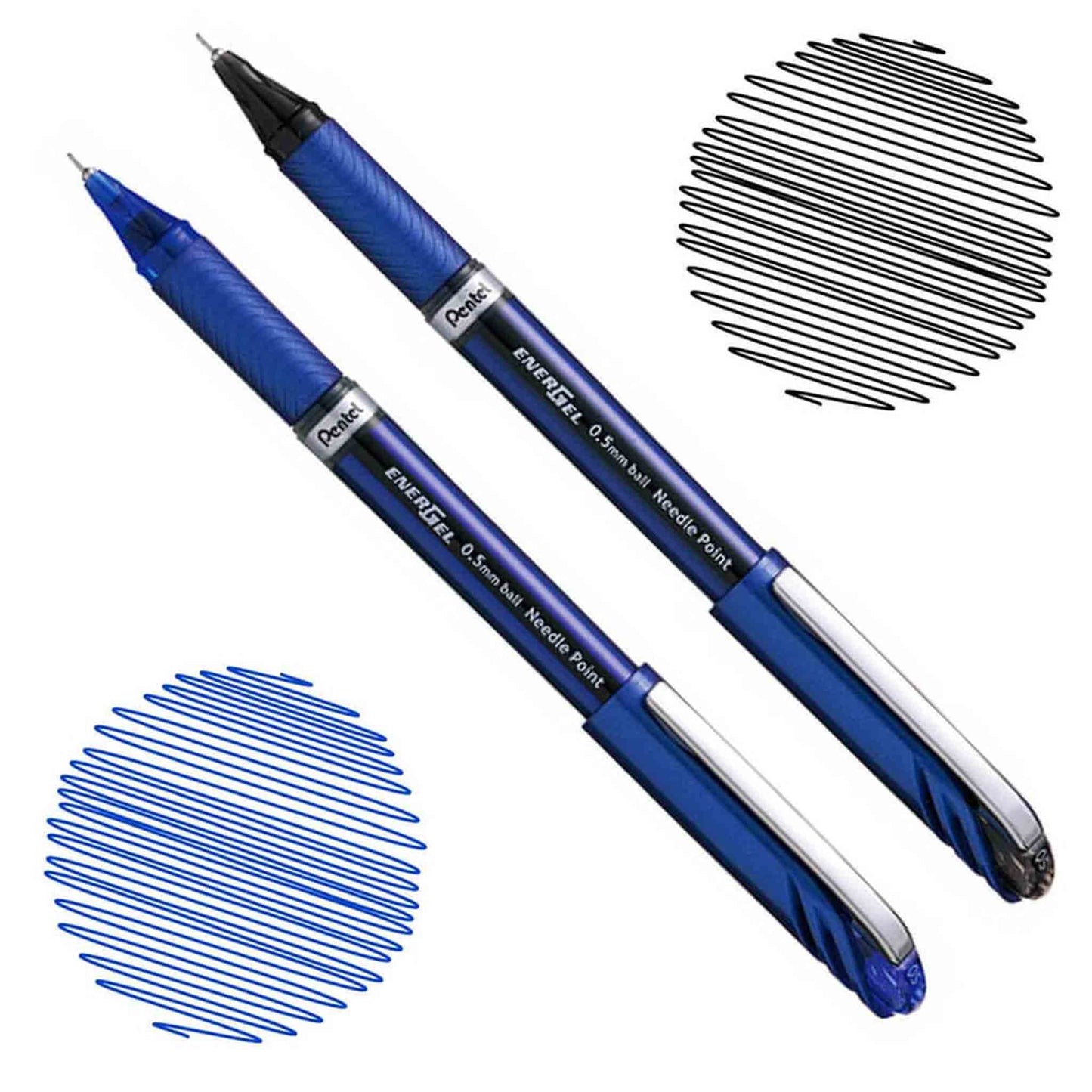 Lapices Gel Pentel Energel 0.5 mm Azul y Negro Set 2 Unidades