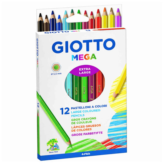 Lapices Jumbo Giotto 12 Colores Hexagonales 5,5mm Extra Grueso