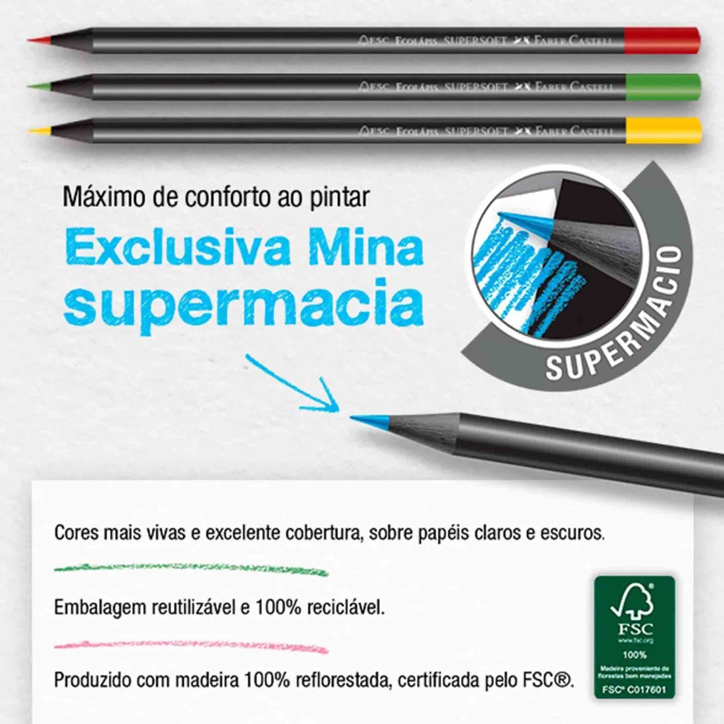 Lápices de Colores Faber-Castell SuperSoft Set 12 Unidades