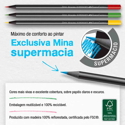 Lápices de Colores Faber-Castell SuperSoft Set 12 Unidades
