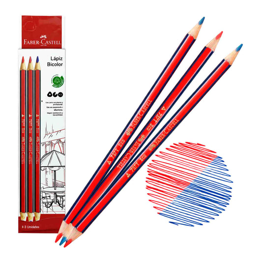Lápiz Bicolor Triangular Faber-Castell 737T Pack 3 Unidades