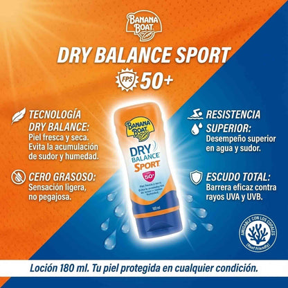 Locion Banana Boat Dry Balance Sport FPS50 No Grasoso 180 ml