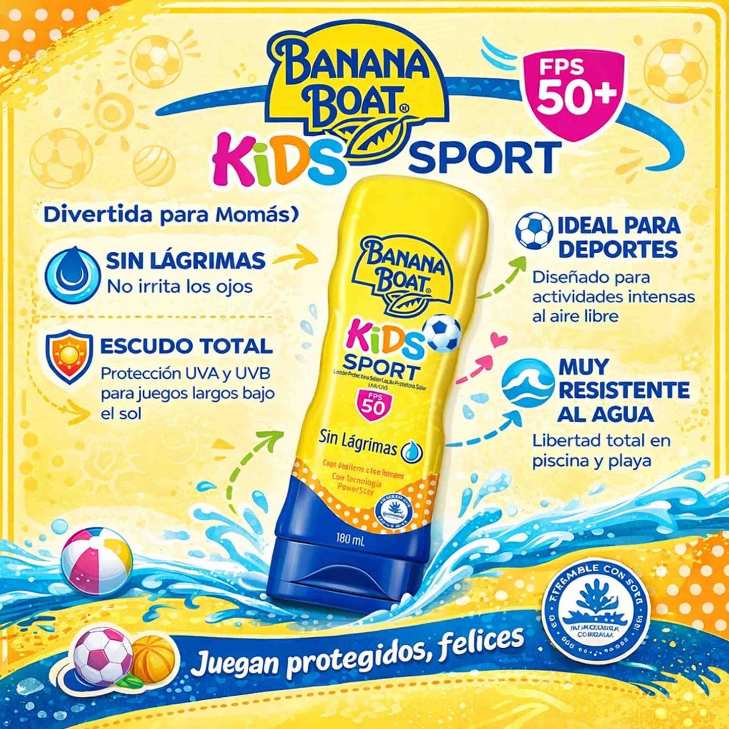 Locion Banana Boat Kids Sport Sin Lágrimas 180 ml Protector Solar Infantil