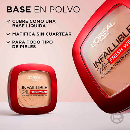 Loreal Infaillible 24H Fresh Wear Polvo Compacto Cobertura Total