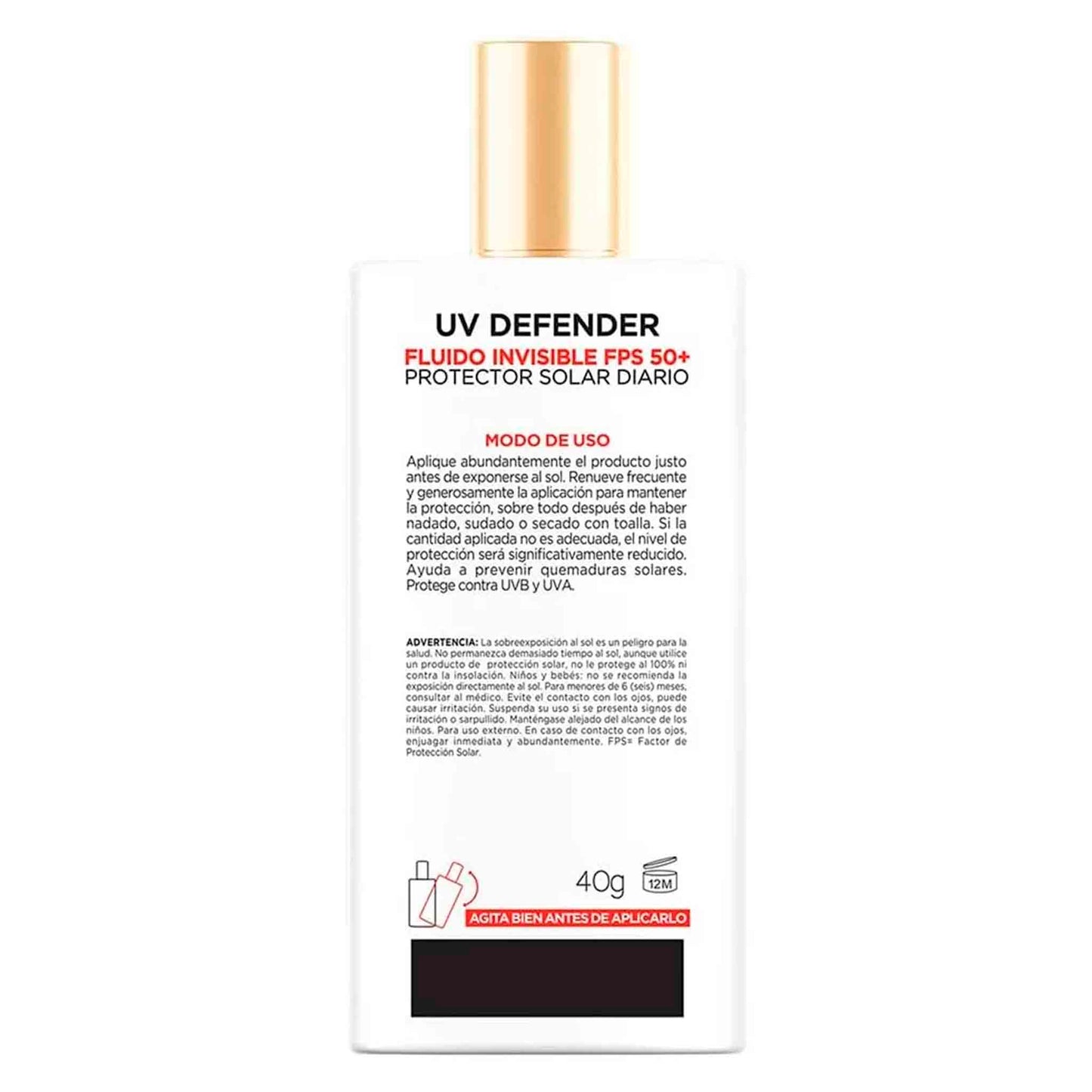 L'Oréal París UV Defender Fluido Invisible FPS50+ | Protector Solar Diario