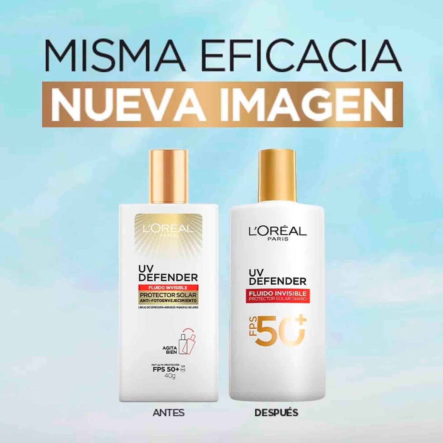 L'Oréal París UV Defender Fluido Invisible FPS50+ | Protector Solar Diario