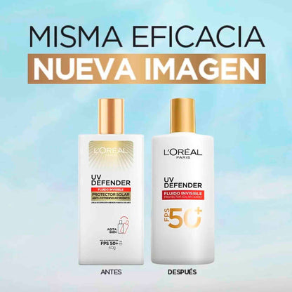 L'Oréal París UV Defender Fluido Invisible FPS50+ | Protector Solar Diario