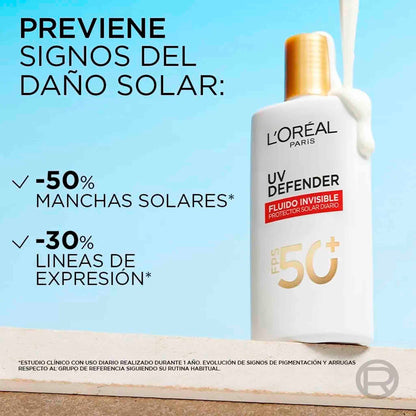 L'Oréal París UV Defender Fluido Invisible FPS50+ | Protector Solar Diario