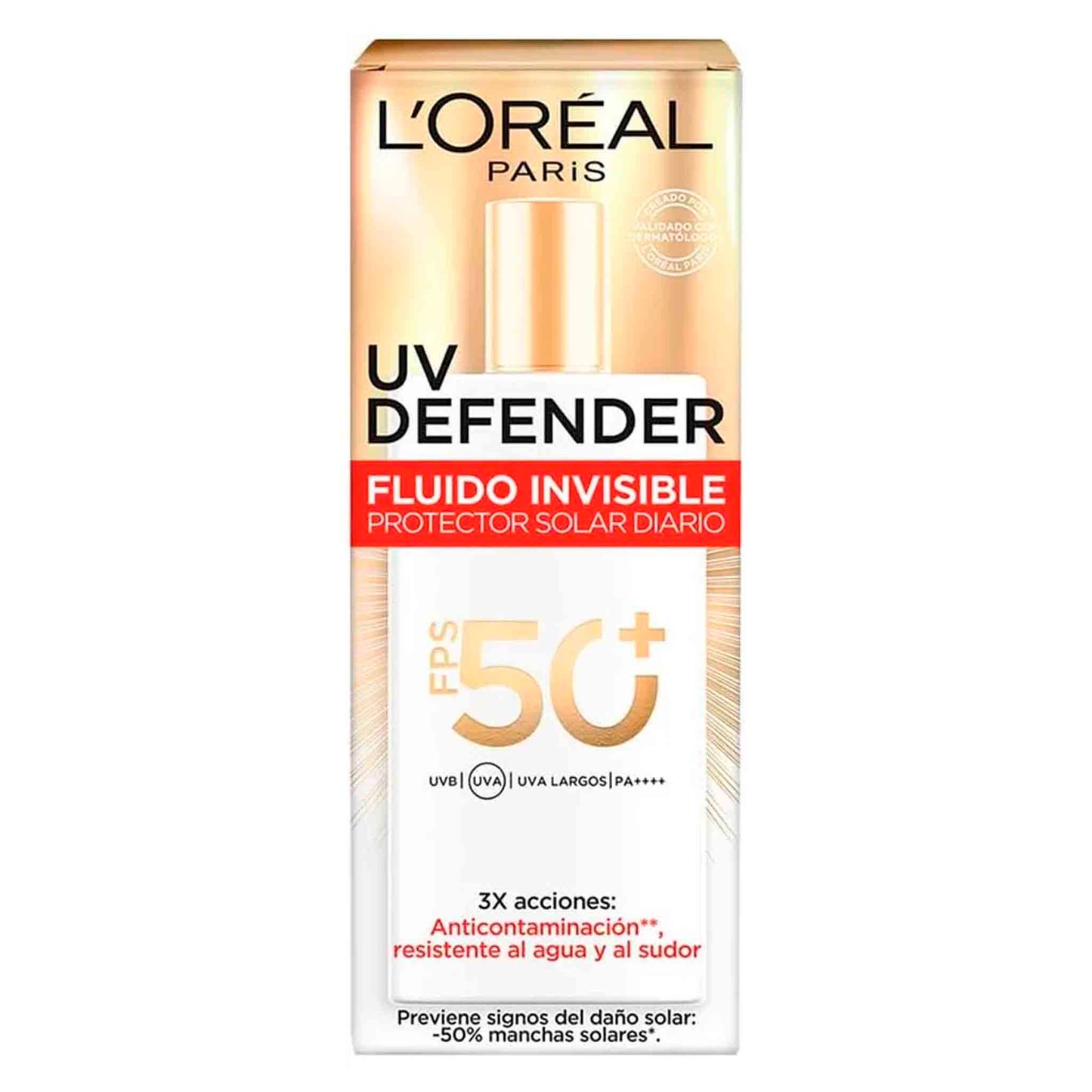 L'Oréal París UV Defender Fluido Invisible FPS50+ | Protector Solar Diario