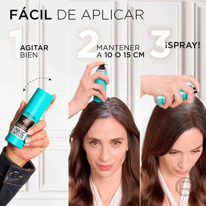 Spray L'Oréal Paris Magic Retouch Castaño Claro para retoque instantáneo de raíz en formato spray.