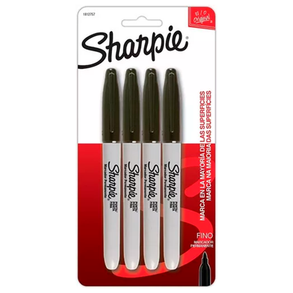 Set 4 Marcadores Permanentes Punta Sharpie Fina Negro SHARPIE- Dermocosmetica_belleza_online