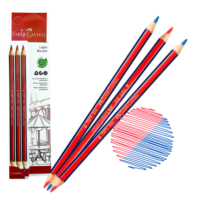 Lapiz Bicolor Triangular Faber Castell 737T Pack De 3 Unidades Faber Castell- Dermocosmetica_belleza_online