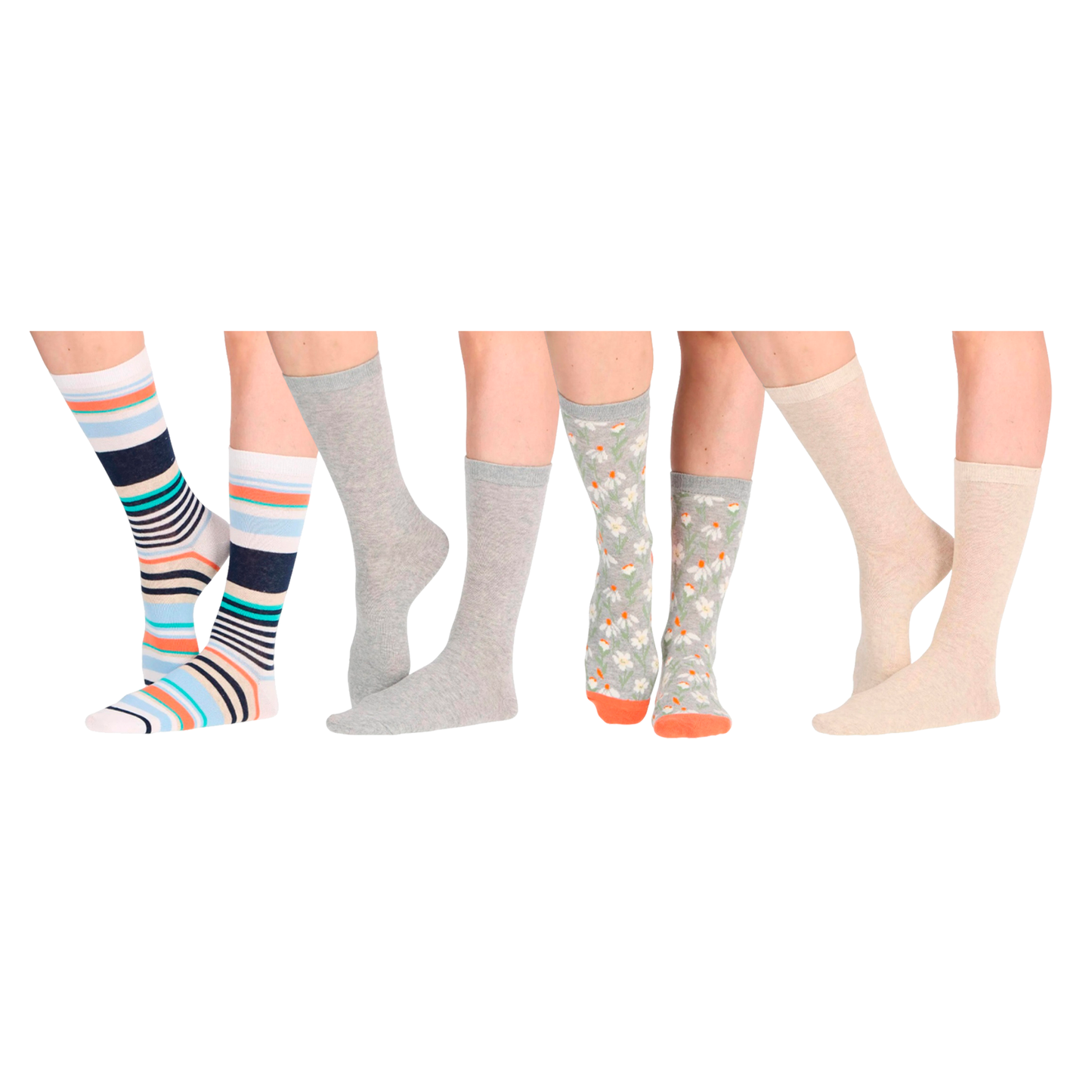 Pack 4 Calcetines Mujer Media Pierna Caffarena Algodón Talla Única 35/39 CAFFARENA- Dermocosmetica_belleza_online