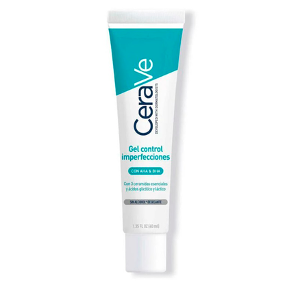 CeraVe Gel Control Imperfecciones 40 ml – Tratamiento Antiacné con AHA/BHA para Piel Grasa o con Brotes CeraVe- Dermocosmetica_belleza_online