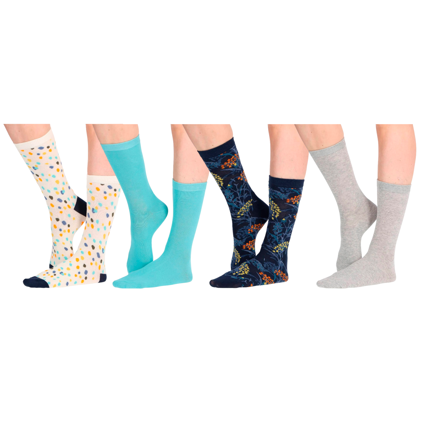 Pack 4 Calcetines Mujer Media Pierna Caffarena Algodón Talla Única 35/39 CAFFARENA- Dermocosmetica_belleza_online