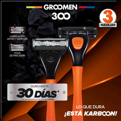 Máquina de Afeitar Groomen 300 con 3 Navajas + 2 Cartuchos