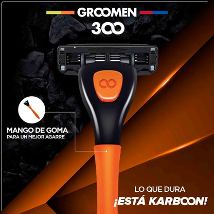 Máquina de Afeitar Groomen 300 con 3 Navajas + 2 Cartuchos