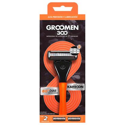 Máquina de Afeitar Groomen 300 con 3 Navajas + 2 Cartuchos