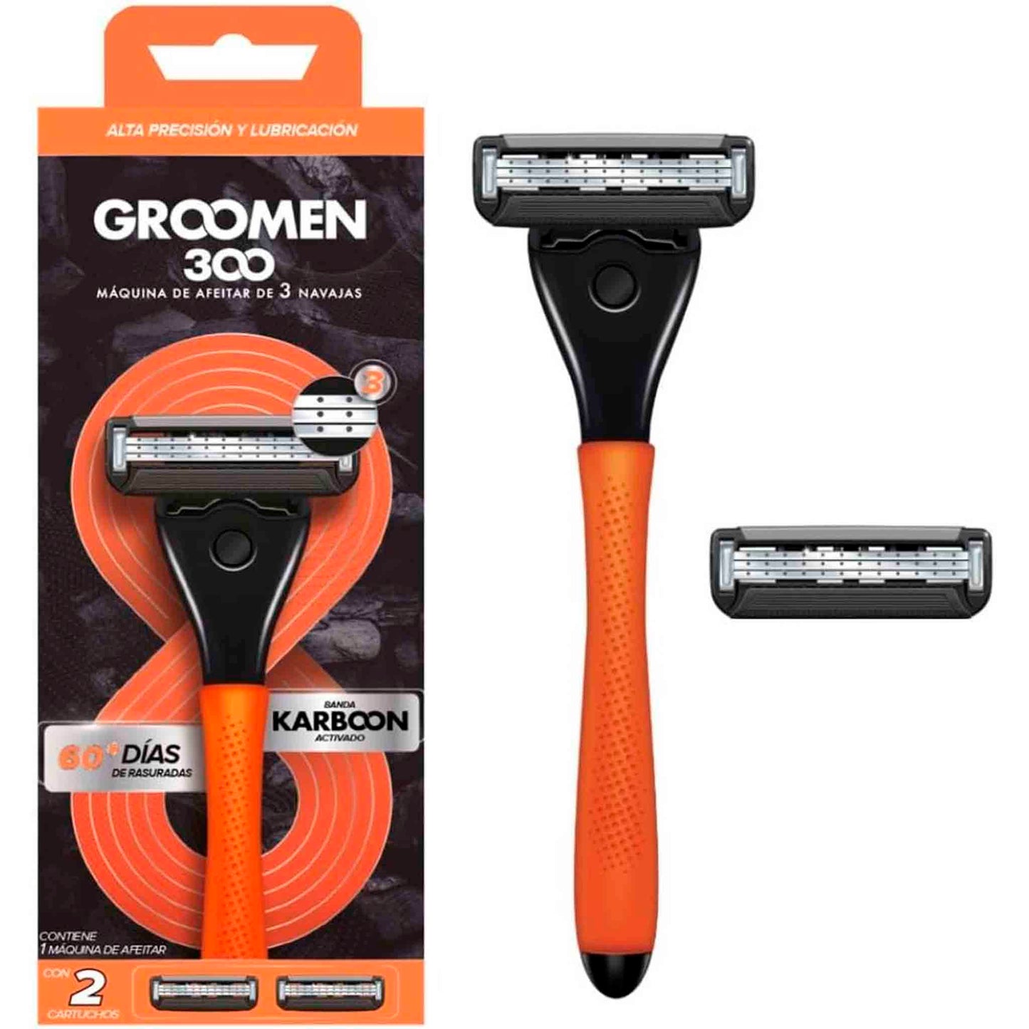 Máquina de Afeitar Groomen 300 con 3 Navajas + 2 Cartuchos