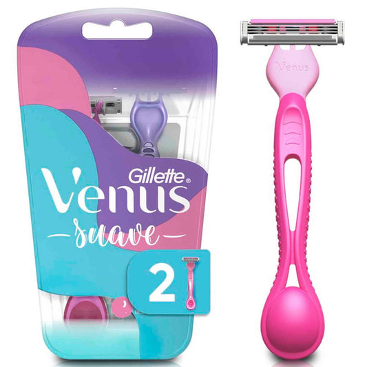 Máquina de Afeitar Mujer Gillette Venus Suave con 3 Hojas – 2 Unidades
