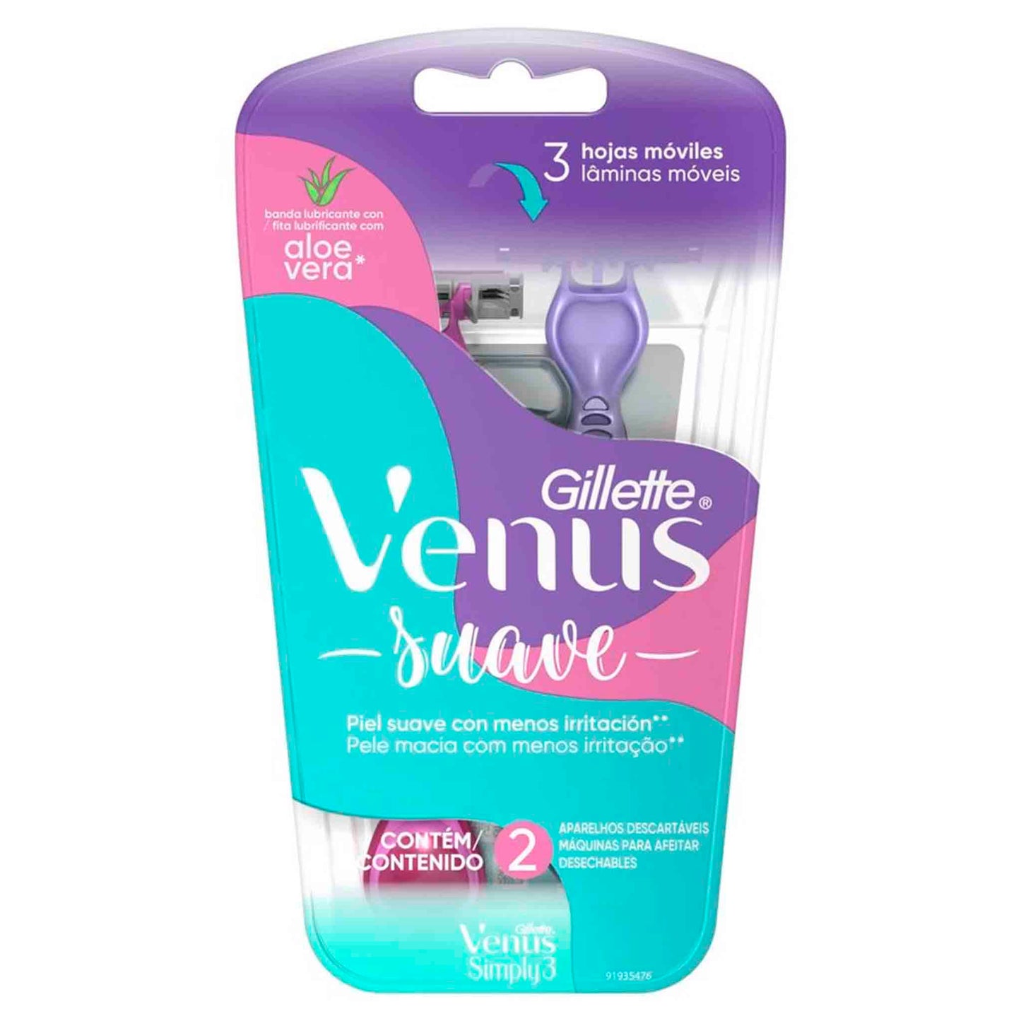 Máquina de Afeitar Mujer Gillette Venus Suave con 3 Hojas – 2 Unidades