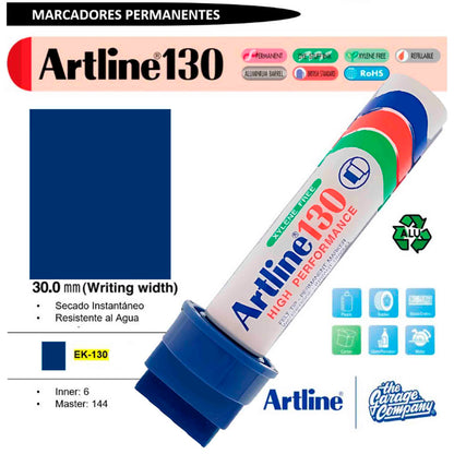Marcador Permanente Artline 130 Azul 30mm – Punta Biselada de Precisión